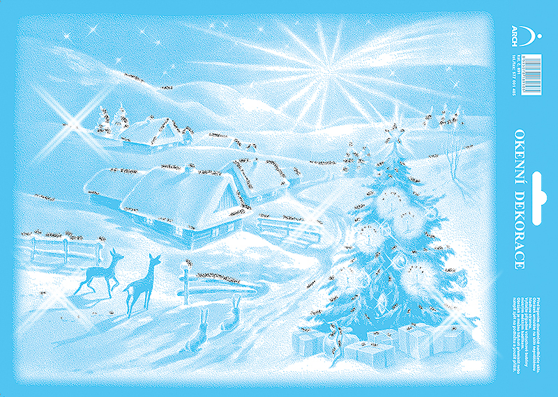 Vánoční krajina s kometou - se stříbrnými glitry