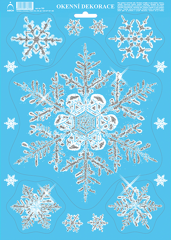 Vánoční vločka velká - se stříbrnými glitry