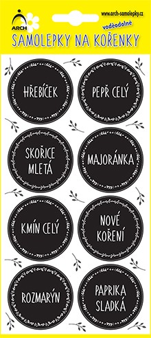 Černé etikety lístky - základní druhy - 72 etiket v blistru