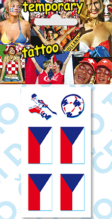 Tetovací obtisky vlajky ČR - 4 malé vlajky