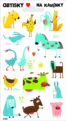 Obtisky na kamínky - pes na farmě