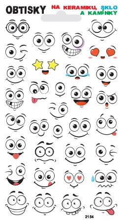 Obtisky na sklo, keramiku a kamínky - ksichtíci 1