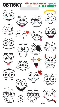 Obtisky na sklo, keramiku a kamínky - ksichtíci 2