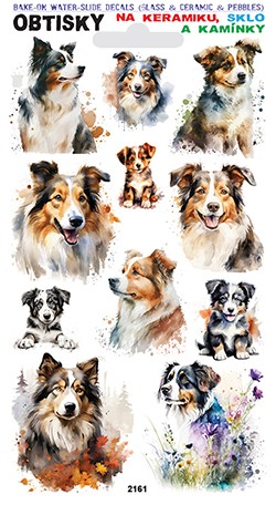 Obtisky na sklo, keramiku a kamínky - Australský ovčák