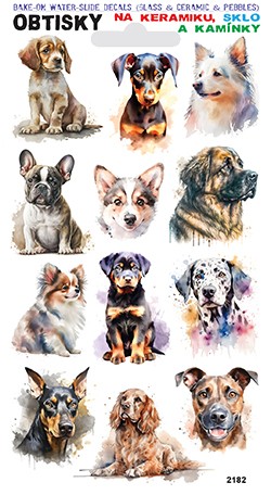 Obtisky na sklo, keramiku a kamínky - různí psi 02