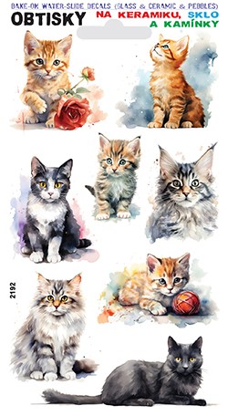 Obtisky na sklo, keramiku a kamínky - kočky a koťata 02