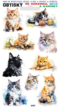 Obtisky na sklo, keramiku a kamínky - kočky a koťata 03