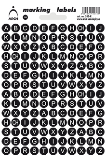 Samolepicí kolečka 8 mm s abecedou - černá