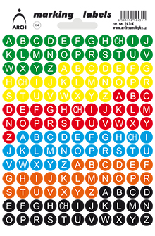 Samolepicí kolečka 8 mm s  abecedou - multicolor