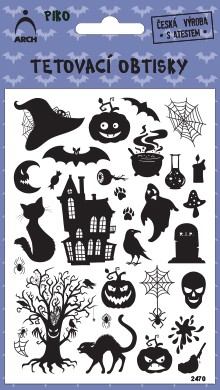 Černé piko tetovací obtisky - helloween dýně