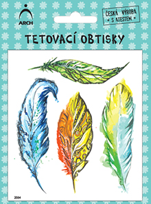 Dětské tetovací obtisky - pírka 02