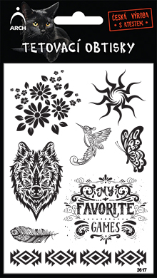 Černé tetovací obtisky - kvítí