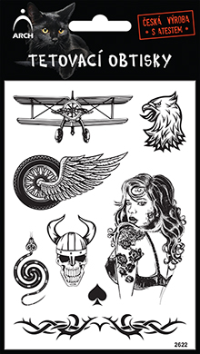 Černé tetovací obtisky - dvouplošník