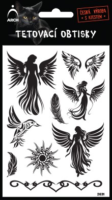 Černé tetovací obtisky - andělé