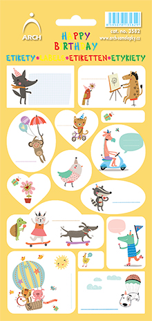 ETIKETY HAPPY BIRTHDAY - žluté