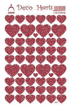 Srdíčka červená glitter - Deco Hearts