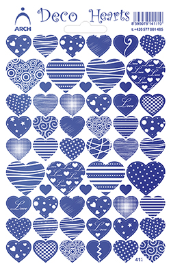 Pestrá srdíčka modrá - Deco Hearts