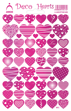 Pestrá srdíčka růžová - Deco Hearts