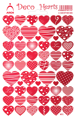 Pestrá srdíčka červená - Deco Hearts