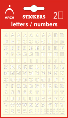 Písmena bílá A-Z, výška 5 mm - 2 archy v blistru +