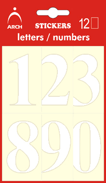 Čísla bílá 0-9, výška 52 mm - 12 číslic v blistru