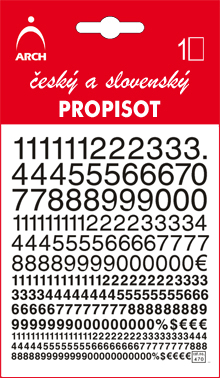Černý propisot - ČÍSLA výška 3, 5, 7, 10 mm