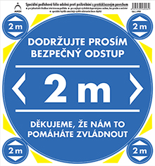 Polep na podlahu BEZPEČNÝ ODSTUP 2 m - modrá