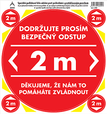 Polep na podlahu BEZPEČNÝ ODSTUP 2 m - červená
