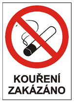 KOUŘENÍ ZAKÁZÁNO A5 - plast. cedulka (dle zák. 65/