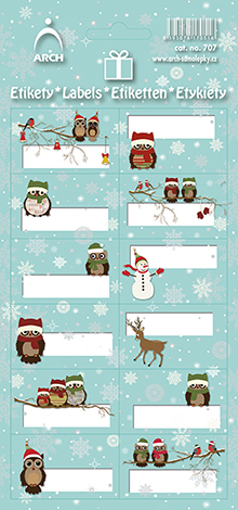 Vánoční etikety - sovičky a vločky
