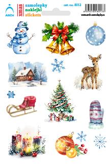Vánoční samolepky - sněhulák a zvonky