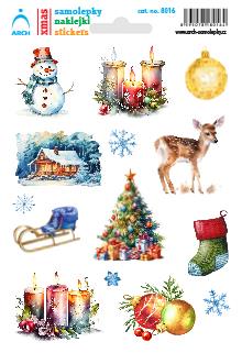 Vánoční samolepky - sněhulák a svíce