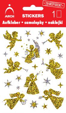 Vánoční holografické samolepky - andílci