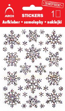 Vánoční holografické samolepky - stříbrné vločky jemné