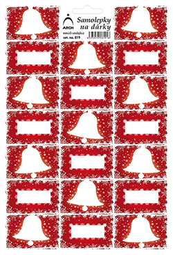 Etikety na dárky zvonky - červené