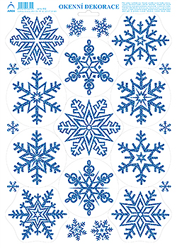 Vločky 1 - tisk modrými glitry