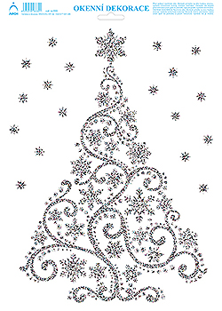 Vánoční strom - tisk stříbrnými glitry