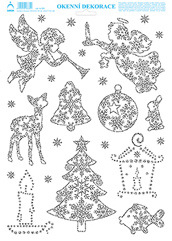 Andílek s trubkou - tisk stříbrnými glitry