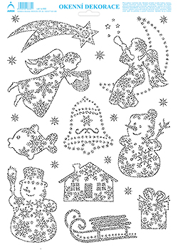 Andílek s lyrou - tisk stříbrnými glitry