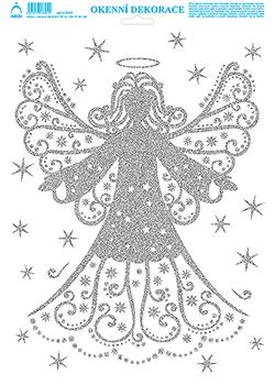 Vánoční andílek - tisk stříbrnými glitry