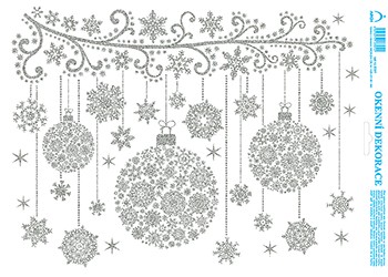 Baňky - tisk stříbrnými glitry