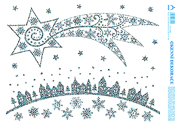 Vánoční kometa - tisk stříbrnými glitry