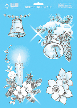 Vánoční zvonek a svícen - se stř. glitry