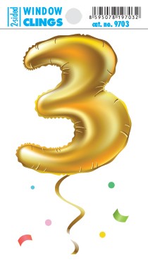 Adhezní nálepky - balónek trojka