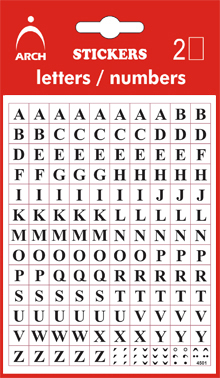 Písmena A-Z, výška 5 mm - 2 archy v blistru + bonu