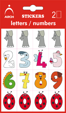 Dětská číselka 0-9, výška 26 mm - 2 archy v blistr